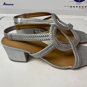Comfortview Silver Braided Strap Sandals